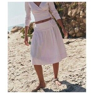 Free People Free-Est Effortless Temptation Midi Skirt Wrap Cotton L NEW 285312